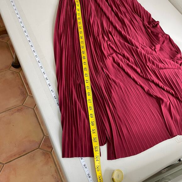 ASOS Maroon Pleated Lace Empire Waist Maxi Dress Women's Size 8 Wedding Bridal - Picture 12 of 13